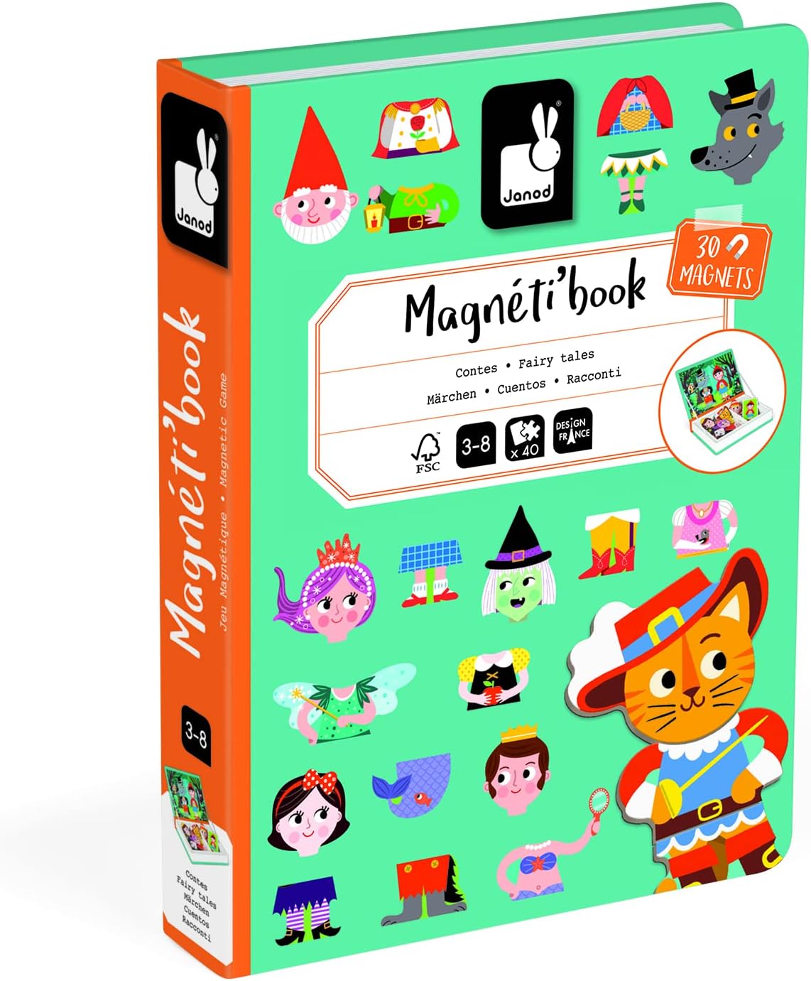 Janod - Magneti'book - Juguete magnético de cuentos de hadas - 40 piezas