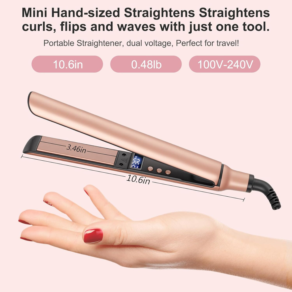 Mini plancha plana, mini plancha de pelo de cerámica para cabello c...
