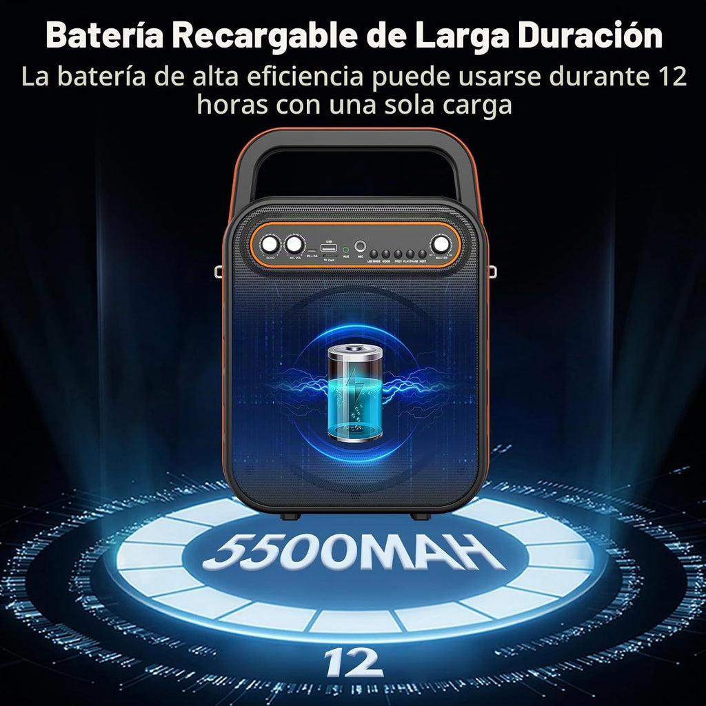 JYX Máquina de karaoke para adultos y niños, altavoz Bluetooth portátil con 2 micrófonos inalámbricos, sistema PA agudos y graves con luces LED, compatible con USB/AUX/TF/FM/REC para fiestas en casa al aire libre