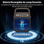JYX Máquina de karaoke para adultos y niños, altavoz Bluetooth portátil con 2 micrófonos inalámbricos, sistema PA agudos y graves con luces LED, compatible con USB/AUX/TF/FM/REC para fiestas en casa al aire libre