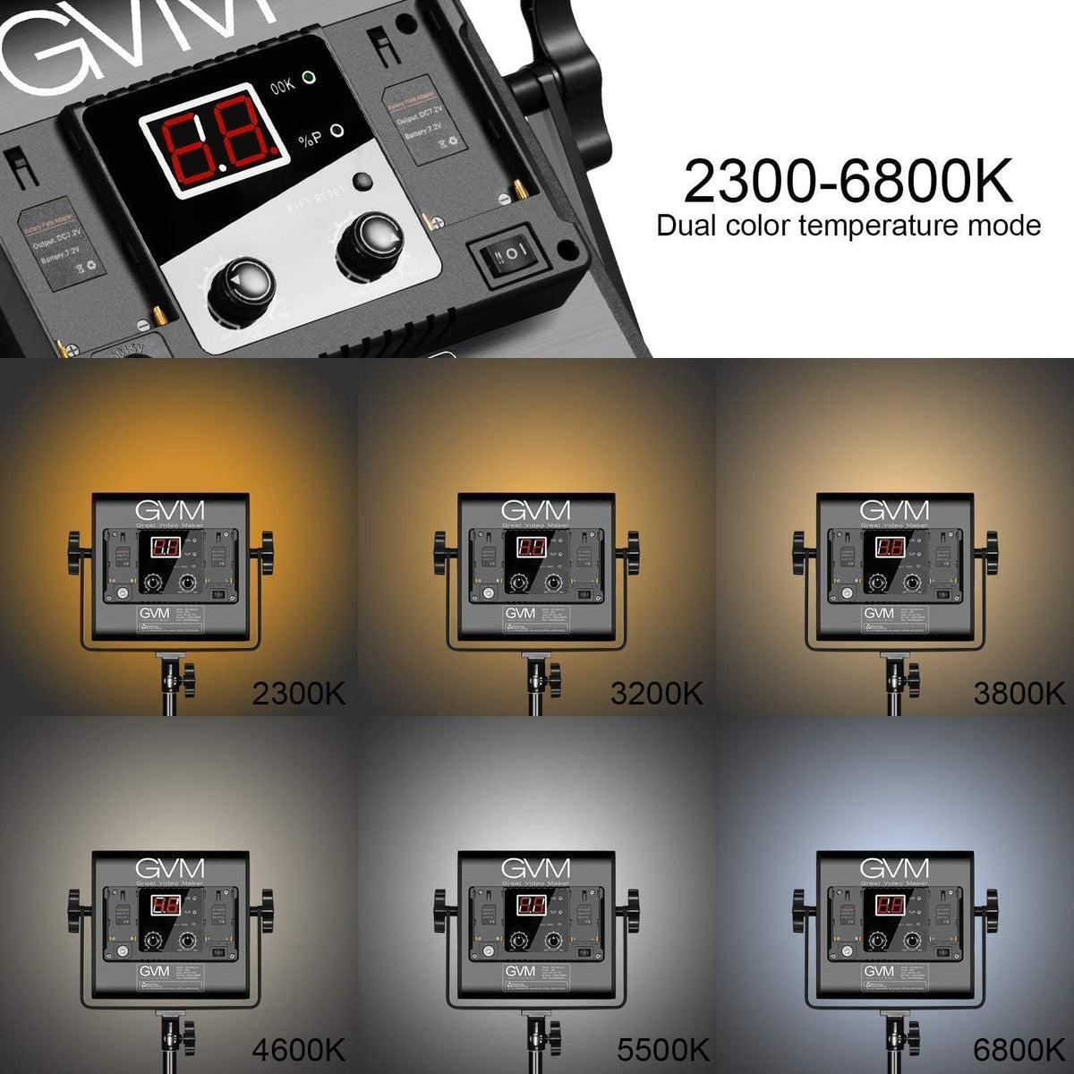 GVM - Luz de video LED 560, 3 paquetes de iluminación de fotografía...
