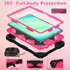 WESOROL Funda para Samsung Galaxy Tab A11 Plus Galaxy Tab A9 Plus de 11 pulgadas, a prueba de golpes para tableta Samsung A11+/A9+ con protector de pantalla con soporte giratorio de 360 grados, soporte para lápices, negro y rosa