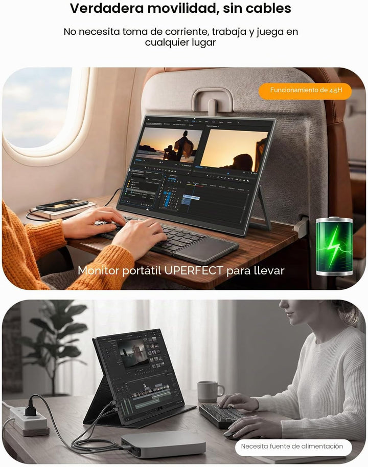 UPERFECT Monitor portátil con pantalla táctil de 15.6 pulgadas, mon...