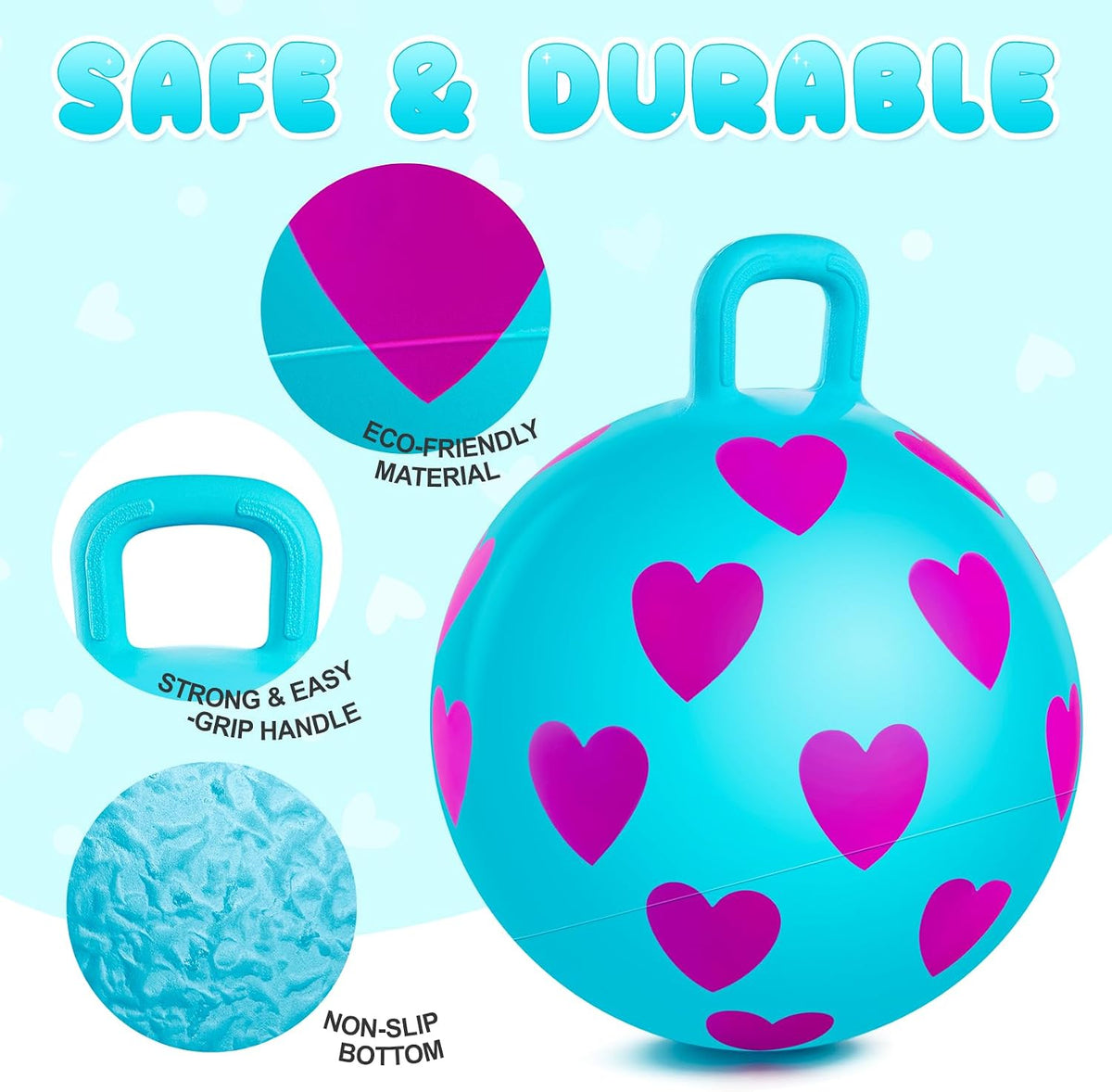 Pelotas Saltarinas para Niños de 3 a 6 años, Bola Saltarina con Asas, Saltarina Hinchable, Juguetes de Salto para Jardín para Niñas y Niños Regalos