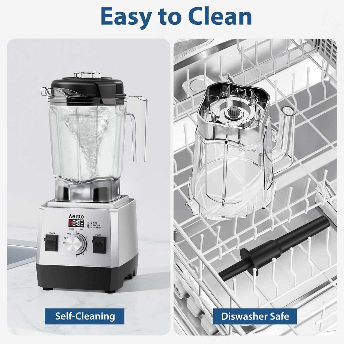 Aeitto Licuadoras para cocina con tarro de 68 onzas, licuadora de batidos de potencia máxima de 1800 W, 3 programas preestablecidos y 7 velocidades, licuadora profesional de encimera para batidos