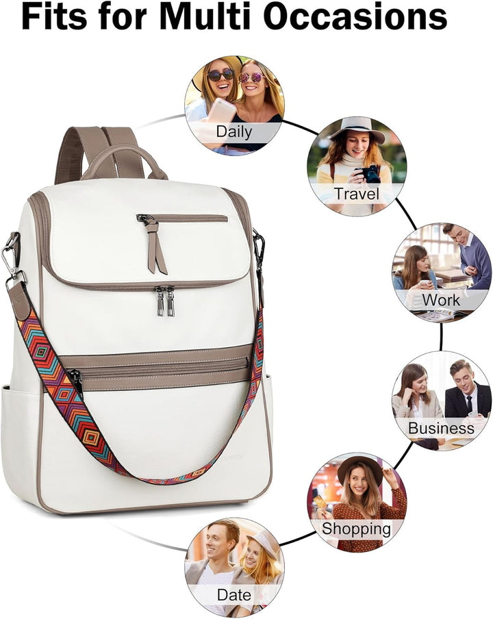 FADEON Mochila para computadora portátil para mujer, mochila de via...