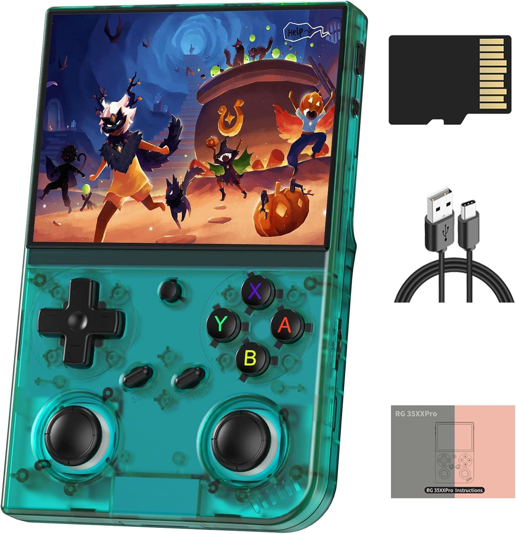 Anbernic RG35XX Pro - Consola de juegos de mano retro, pantalla IPS OCA de 3.5 pulgadas, sistema Linux, 64 GB, WiFi Bluetooth, salida HDMI, batería 7H, ideal para viajes, viajes, viajes, hogar, exteriores, RG35XXPro, verde azulado T