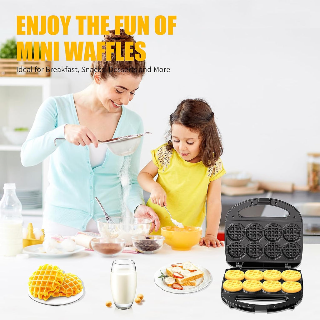 OSTBA - Mini waflera para hacer 8 mini waffles, pequeña plancha para gofres