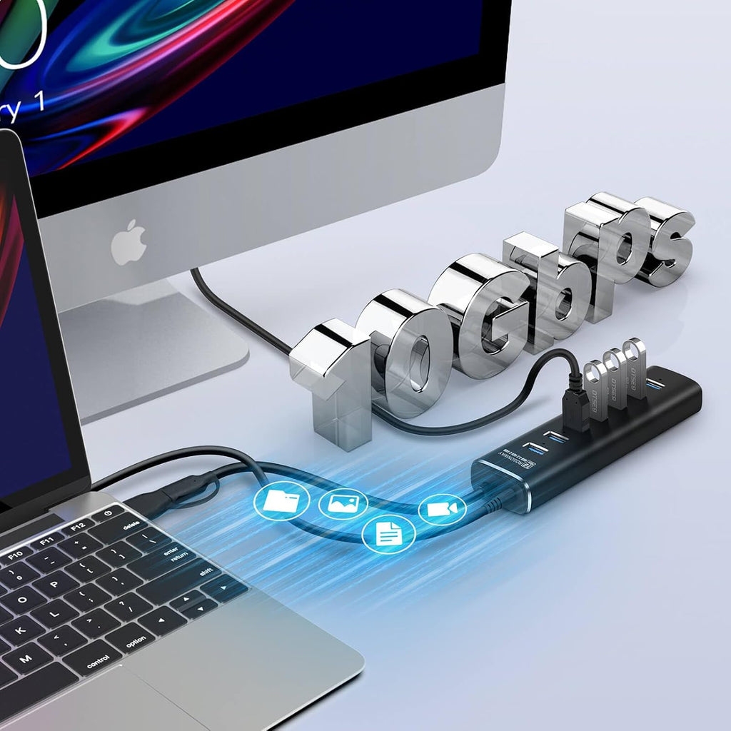 Rosonway, RSH-A107, hub USB 3.2 de 7 puertos, alimentado, adaptador 12V/2A