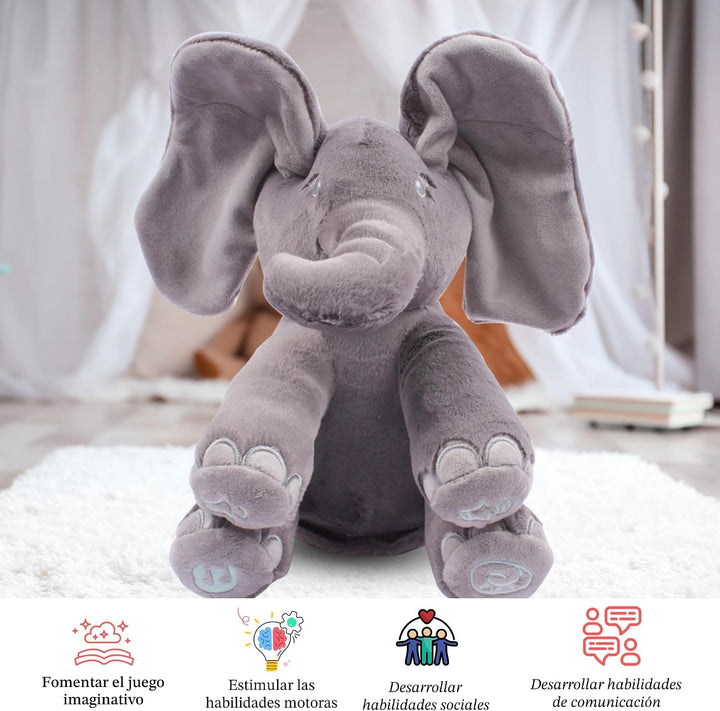 Dimple Emery Peek A Boo Elefante de juguete, peluche interactivo de...