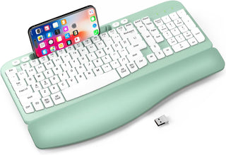 Teclado inalámbrico ergonómico con reposamuñecas acolchado, teclas...