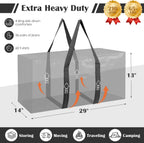 Paquete de 6 bolsas de mudanza con cremallera lateral completamente abierta, extra grandes de 93 L, resistentes al agua, plegables para almacenamiento para dormitorio universitario, mudanza y organización del hogar, color negro
