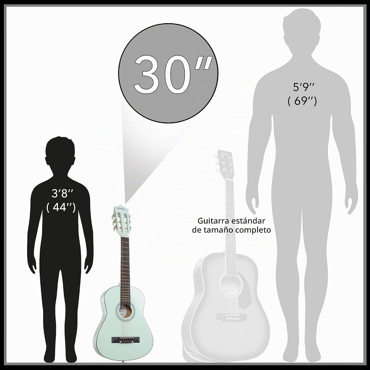 Ashthorpe Guitarra acústica infantil de 30 pulgadas (verde menta), kit de inicio para principiantes con bolsa de concierto, cuerdas adicionales, correa, púas y lecciones