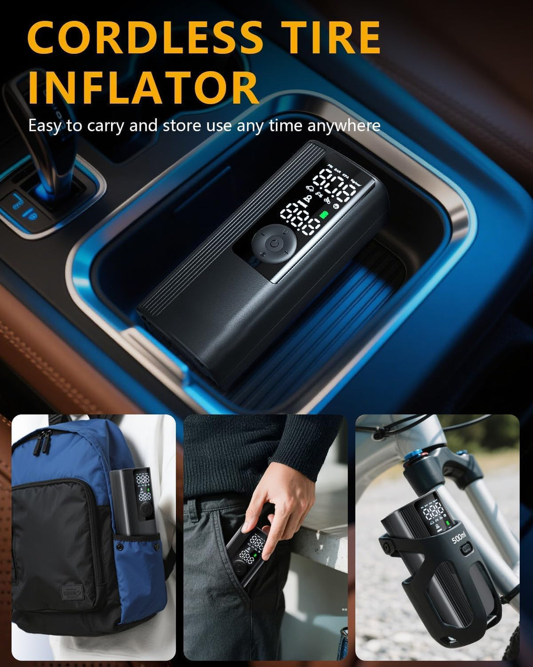 Inflador de neumáticos, compresor de aire portátil, bomba de aire i...