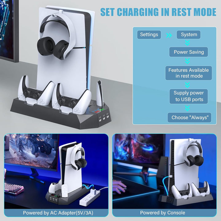 Soporte PS5\/PS5 Slim\/PS5 Pro y estación de refrigeración con esta...