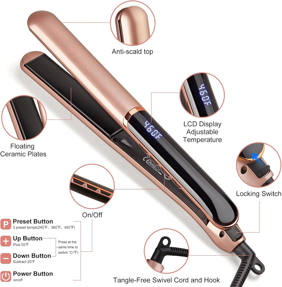 Plancha de pelo con placas flotantes para obtener un cabello más br...