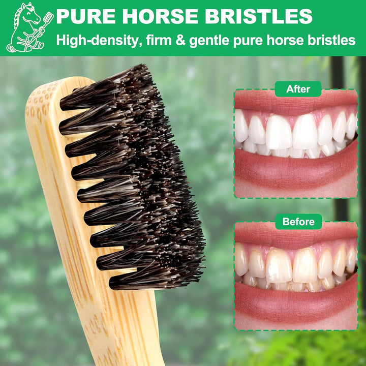 Entgvvv Cepillo de dientes de cerdas de caballo, cepillos de diente...