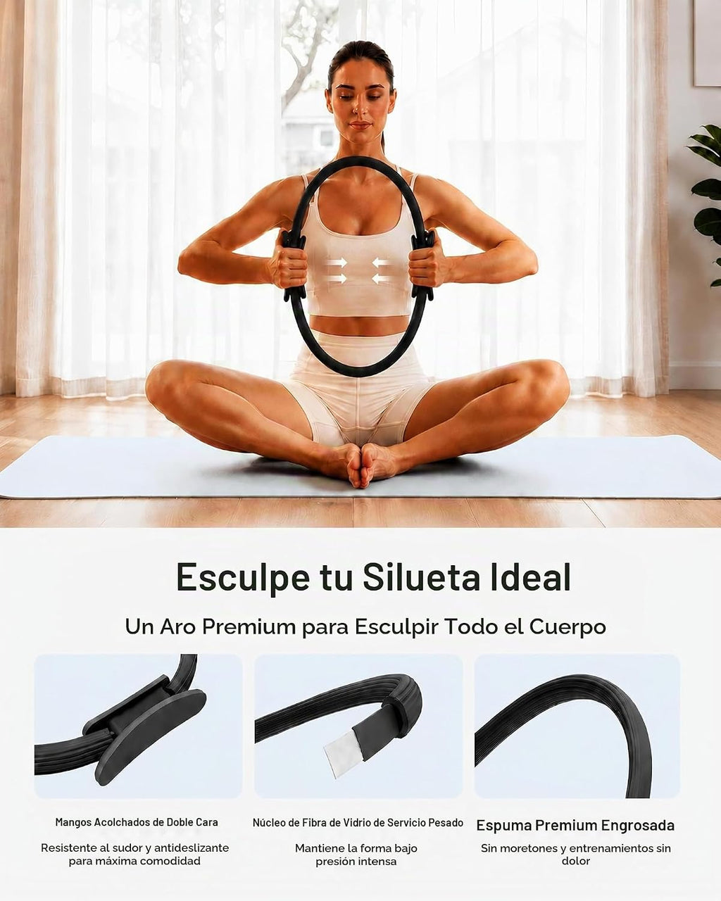 Juego de anillos de pilates – Círculo mágico de 14 pulgadas (38 libras de resistencia), bola de pilates de 9.8 pulgadas, 5 bandas de resistencia y guía de ejercicios incluida para entrenamientos