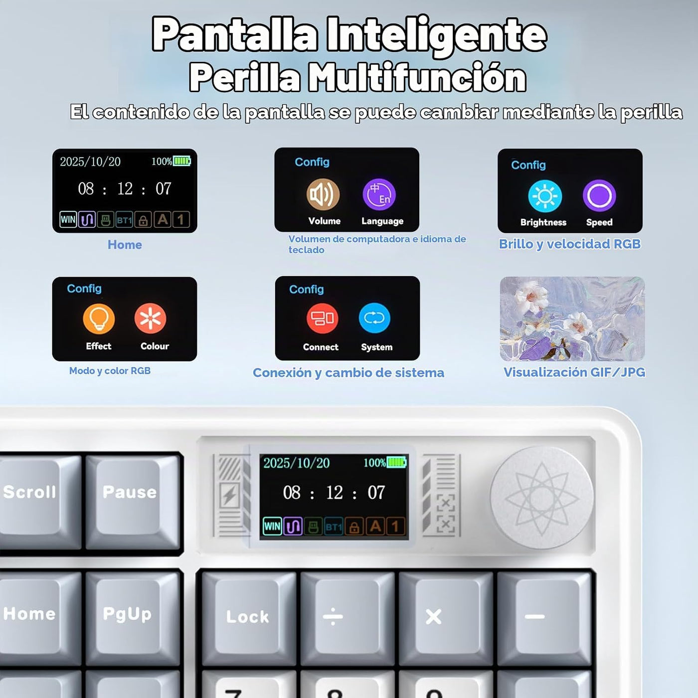 CORBOBO LINGBAO K108 Pro Teclado mecánico inalámbrico con pantalla...