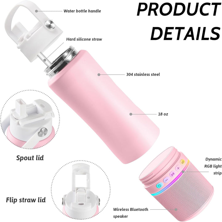 KAKULO Botella de agua con altavoz Bluetooth portátil, botellas de...
