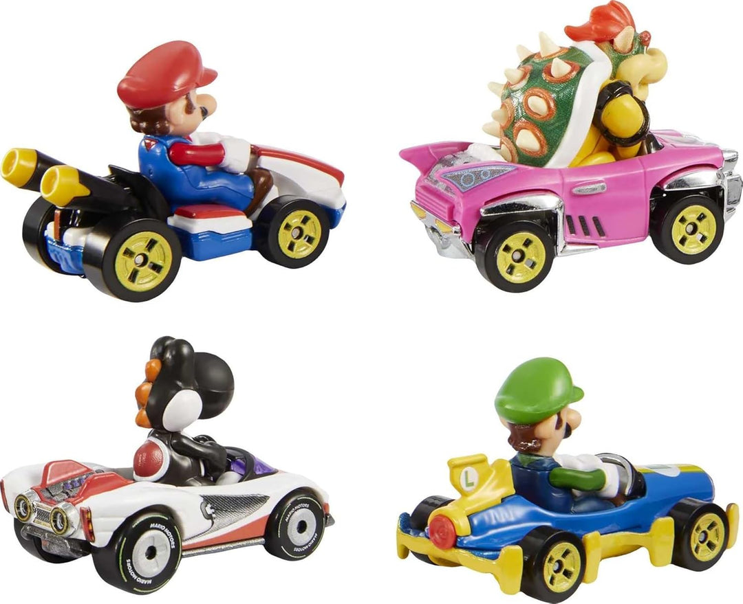 Hot Wheels Mario Kart - Paquete de 4 personajes y karts en