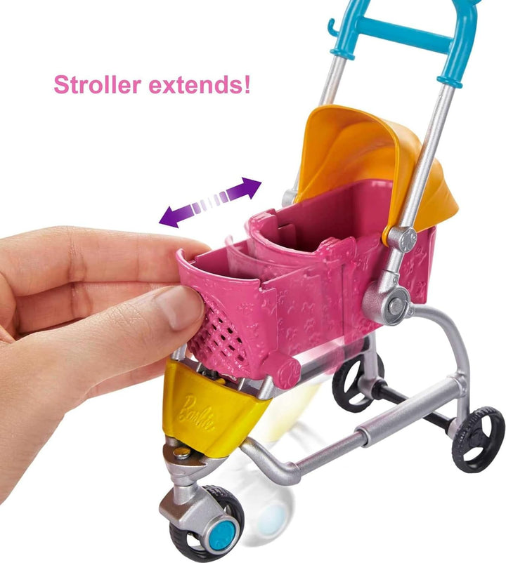 Barbie Muñeca de Paseo de Perros &amp; Accesorios, Juego Stroll &am...