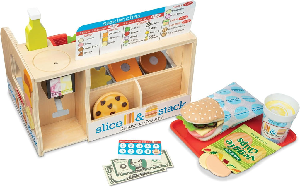 Melissa & Doug Slice & Stack - Juego de madera para contador de sándwiches