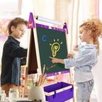 Joyooss Caballete artístico para niños, caballete de madera ajustable para niños pequeños, pizarra blanca y pizarra de tiza para niños, caballete de arte para niños de 2 a 4 años, 4 a 8, 9 a 12 años, caballetes de dibujo