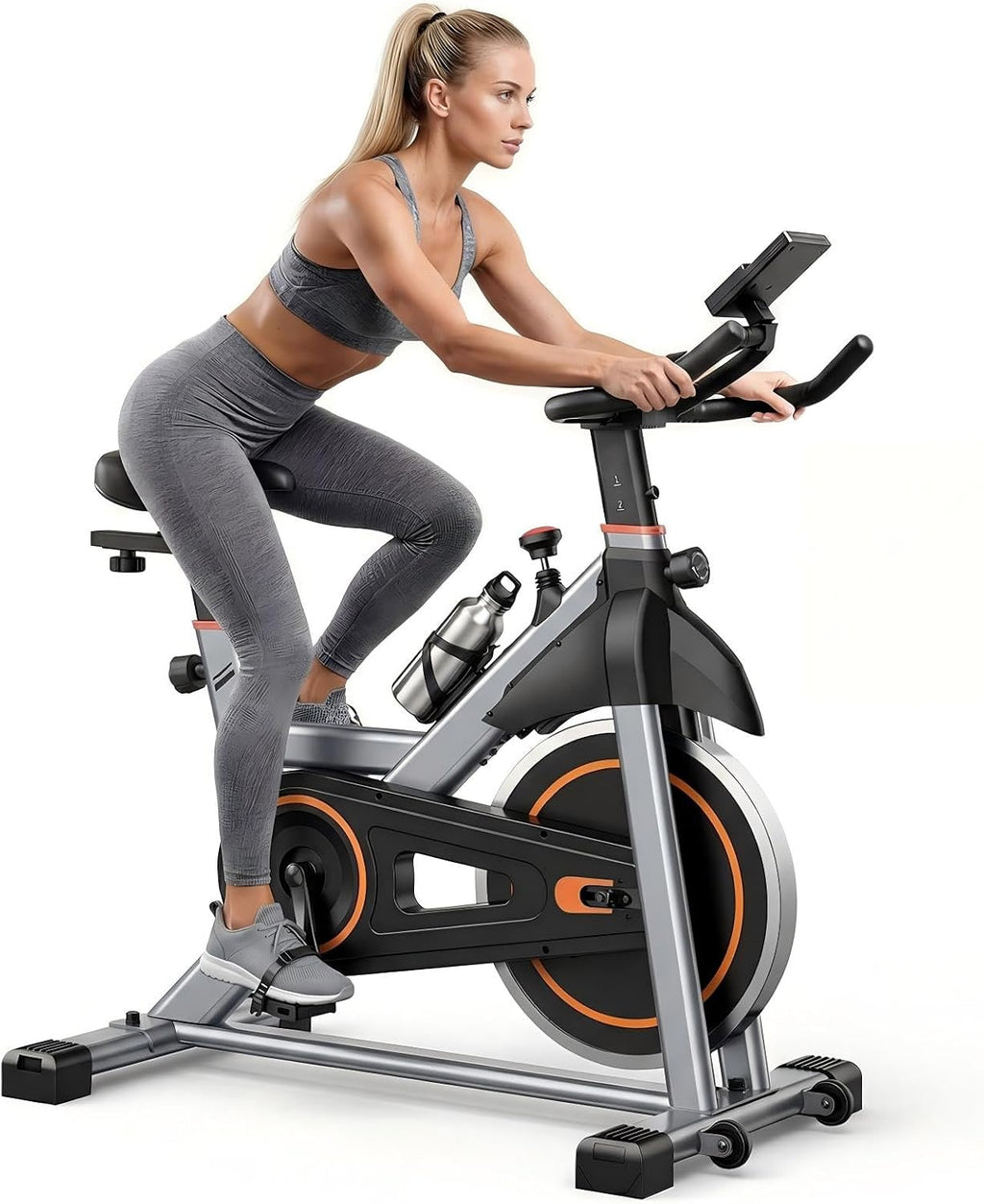 NEWBULIG Bicicleta estática con aplicación, bicicletas estacionarias para el hogar, bicicleta de entrenamiento para adultos y personas mayores, máquina de ciclismo, altura y resistencia ajustables