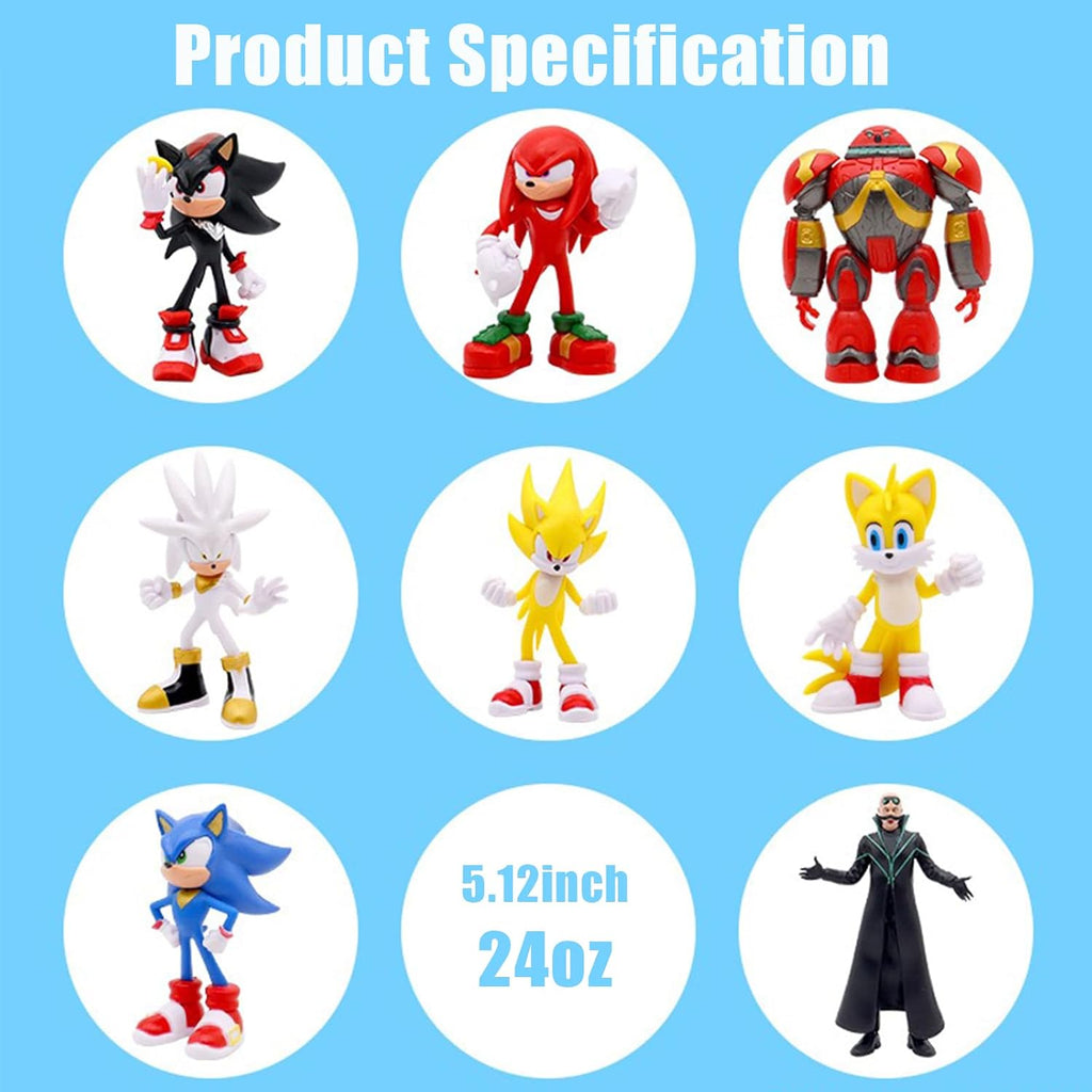 Figura de acción de erizo, estatua de estilo erizo de 6.5 pulgadas, hecha a mano, coleccionable para exhibición (8 unidades)