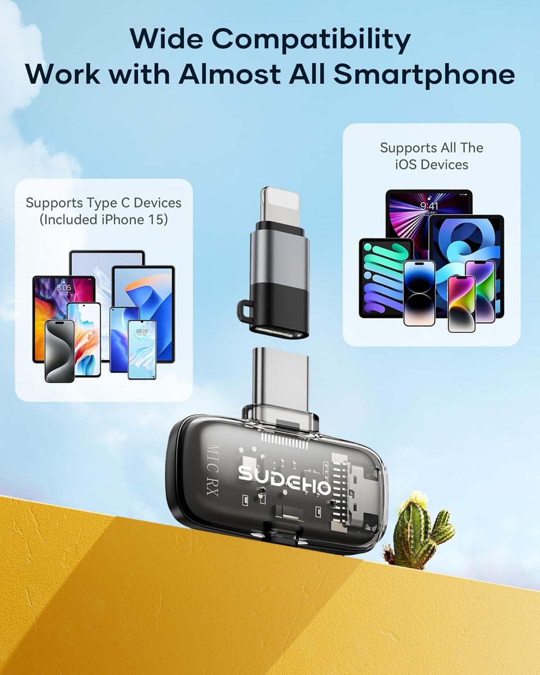 Mini micrófonos inalámbricos Lavalier para iPhone iPad Android con...
