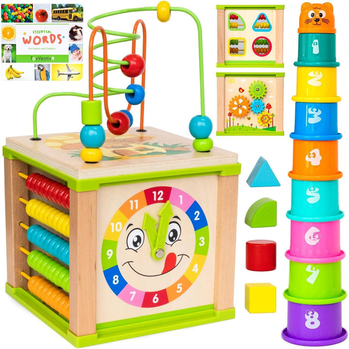 Cubo de actividades de madera para bebés - Set de regalo para niños...