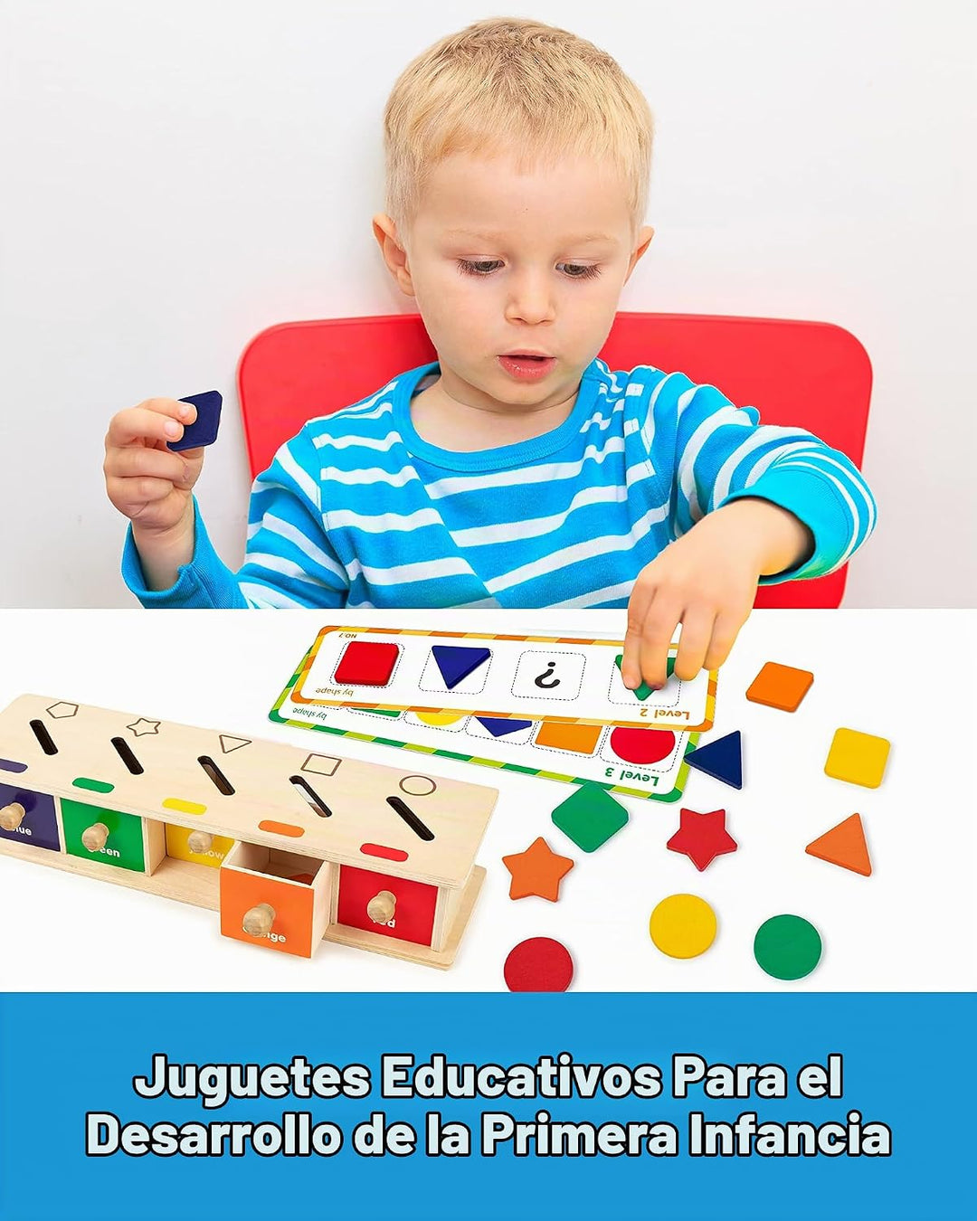Coogam Juguetes Montessori Caja de Madera para Clasificación de Col...