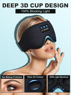 LC-dolida - Auriculares para dormir, Máscara de ojos 3D con Bluetooth, música inalámbrica, máscara para dormir con auriculares Bluetooth, altavoces estéreo ultrafinos perfectos para dormir; ideal para