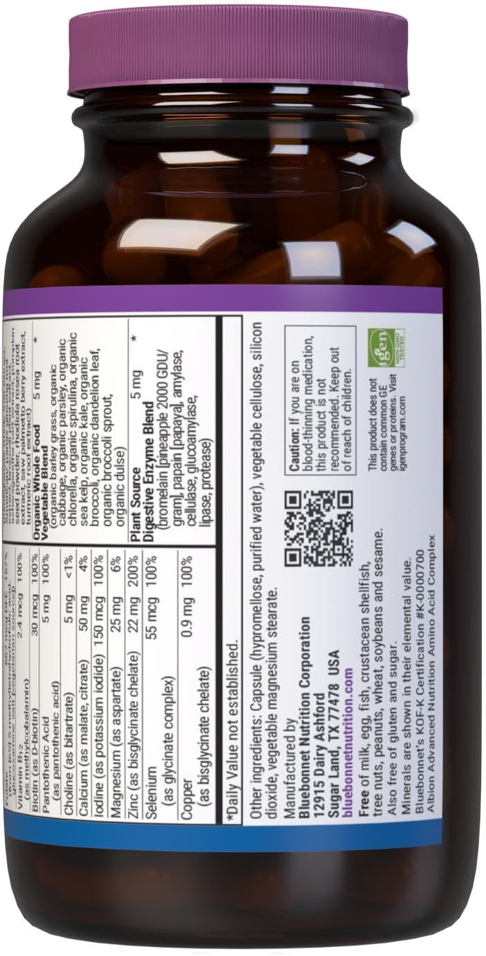 Bluebonnet Nutrition One for Men Whole Food-Based Multiple, nutrici...