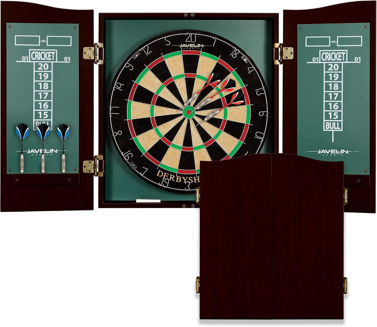 Gabinete para diana EastPoint Belmont, 6 dardos de punta de acero, decoración para sala de juegos