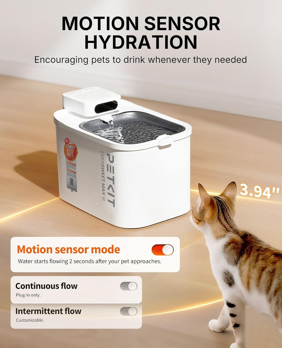 PETKIT EVERSWEET MAX 2 Fuente de Agua para Gatos, Apto para Lavavajillas, Inalámbrica