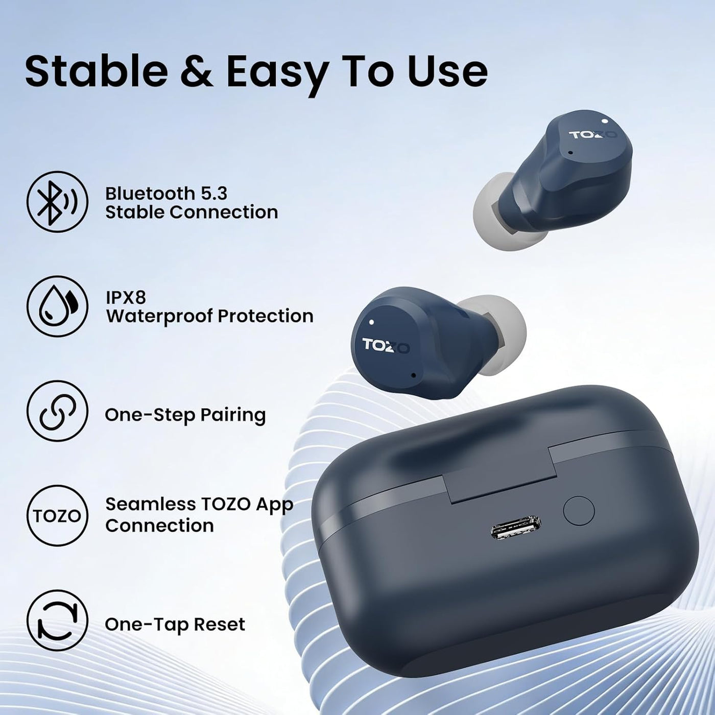 TOZO NC9 Auriculares inalámbricos híbridos con cancelación activa d...