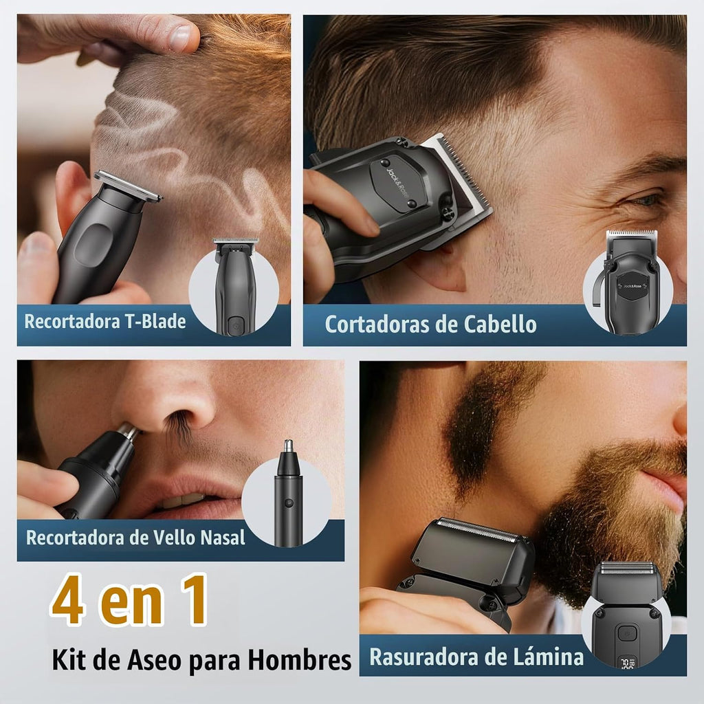 Jack & Rose Juego de cortapelos para hombres, recortadora de pelo inalámbrica, afeitadoras eléctricas