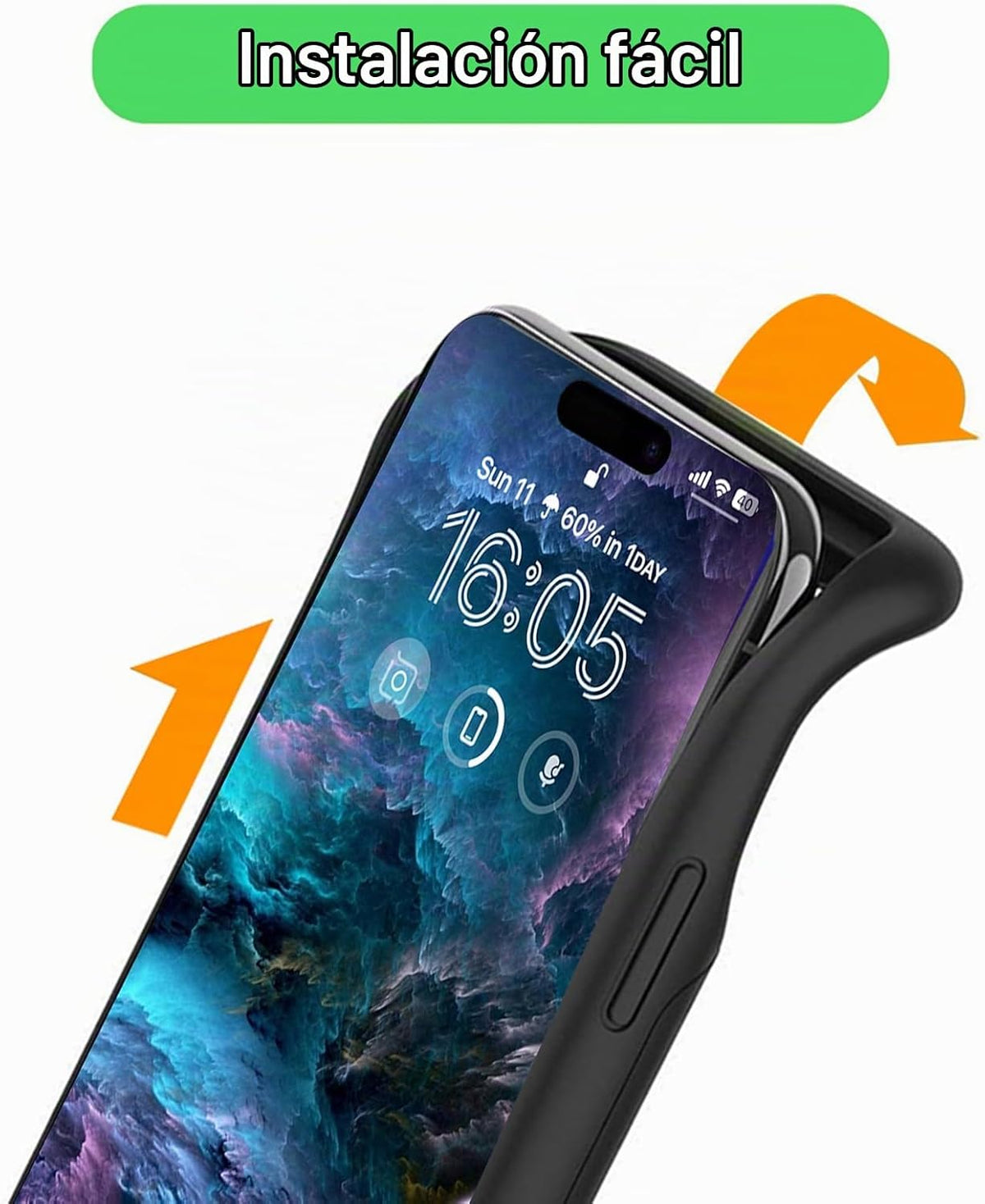 Funda de carga inalámbrica para iPhone 16, 10000mAh de alta capacidad, portátil, recargable, funda protectora de batería extendida, carga inalámbrica Qi con iPhone 16 (6.1 pulgadas) Funda de cargador de batería extendida (negro)