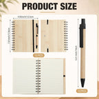 Paquete de 12 cuadernos B6 con tapa de madera con bolígrafo, 5 x