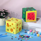 DoubleFill Paquete de 6 kits de manualidades de pintura de banco de madera para niños, banco de bloques de madera sin terminar, incluye 12 pinturas de color, 2 pinceles, 200 diamantes acrílicos, kits