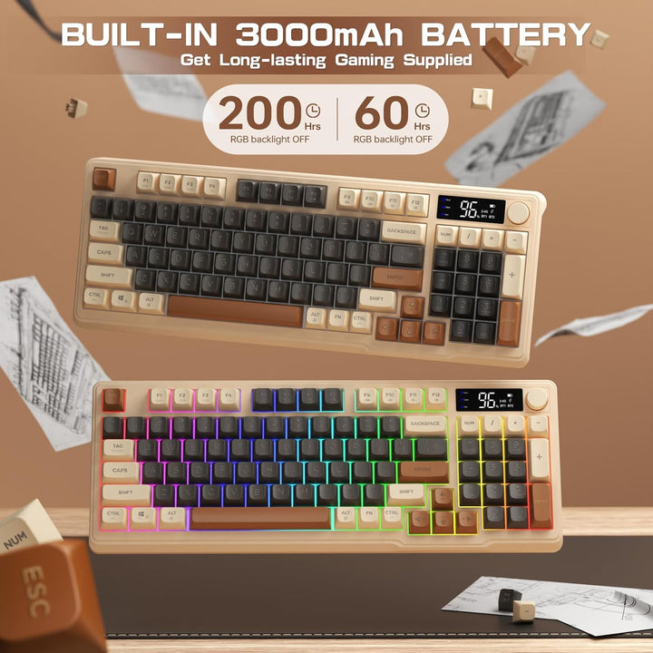 LexonElec Teclado Inalámbrico Gaming M96, Control de Perilla Blueto...