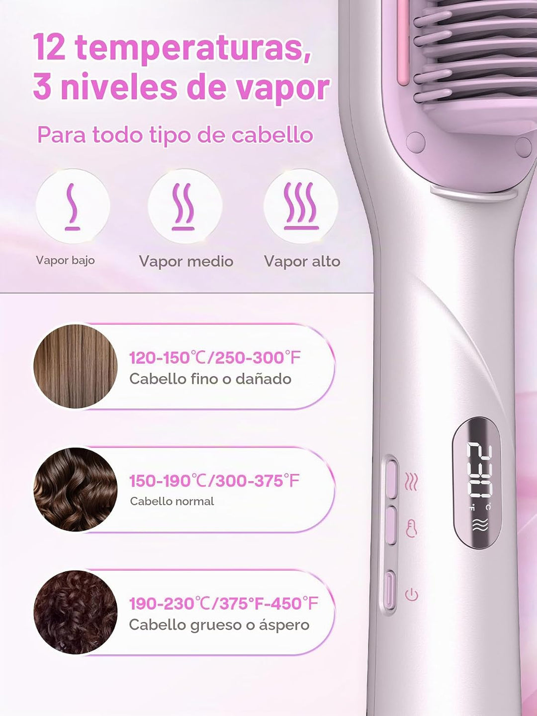 SHEGLAM Steam Straightener Brush, 3-in-1 Steam Hot Comb for Damaged...