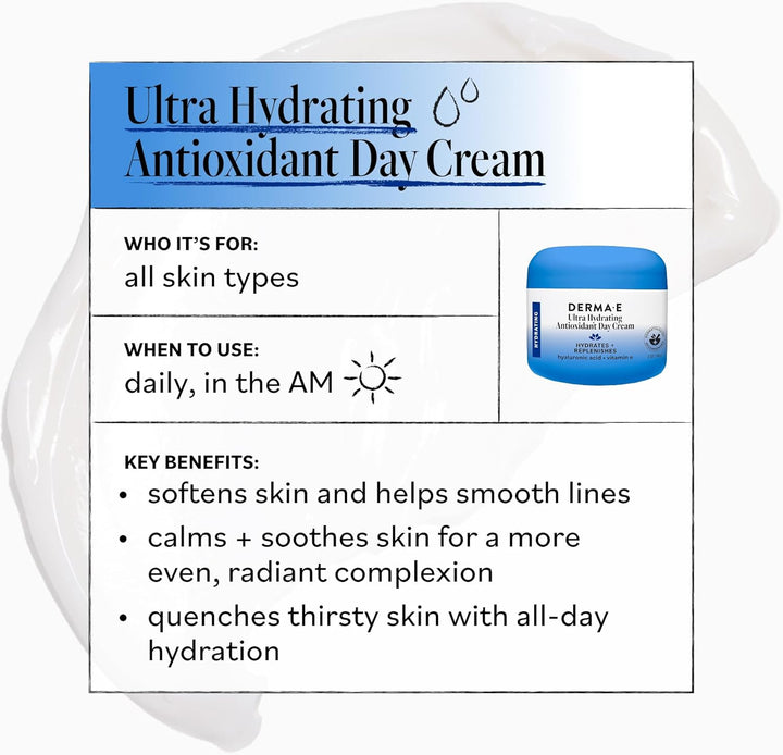 Derma E Crema de día antioxidante ultra hidratante, hidratante faci...