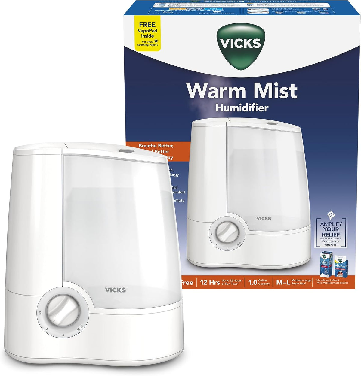 Humidificador Vicks, de rocío cálido con apagado automático., V745A/V745-JUV, gris, 1, 1