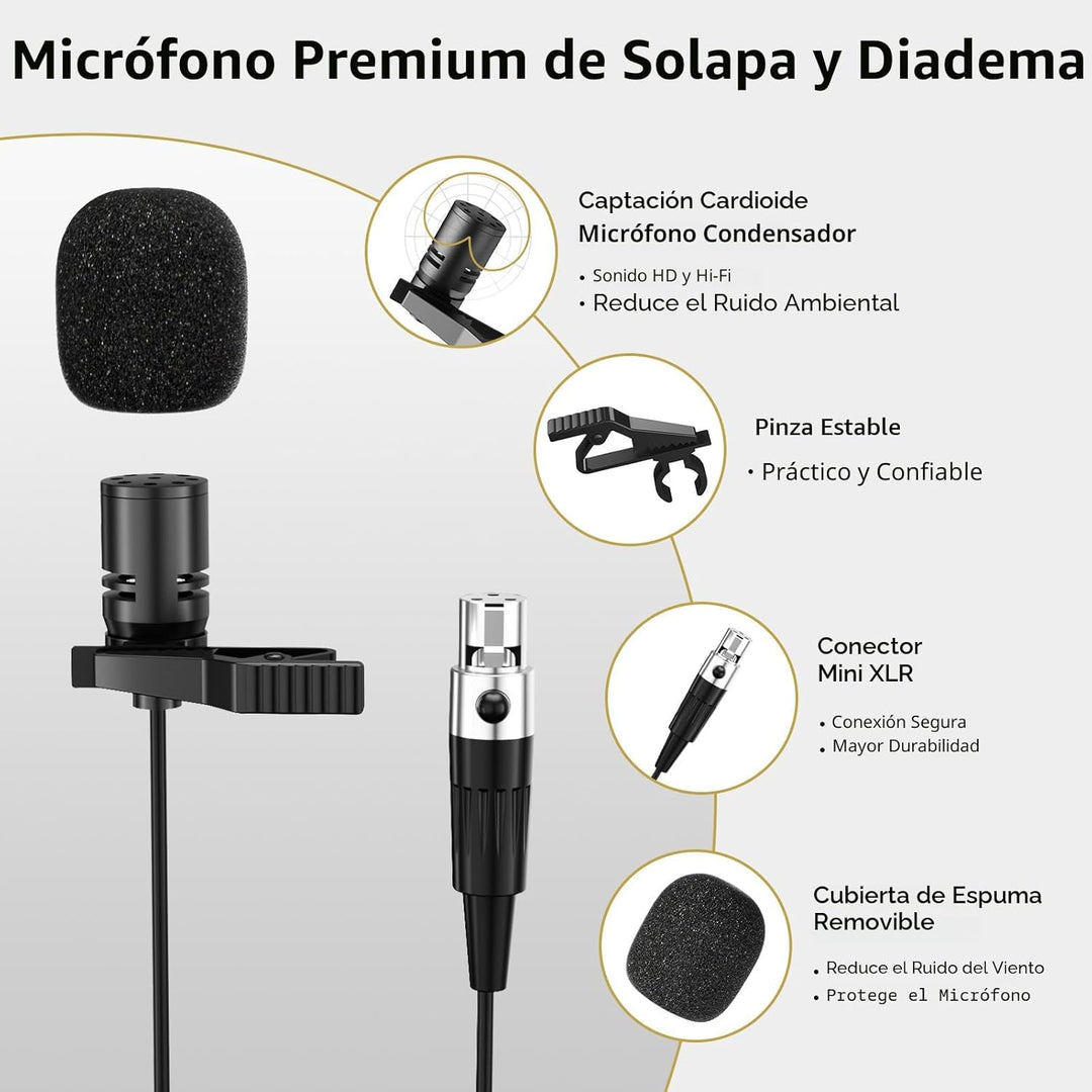 TONOR Sistema de micrófono inalámbrico UHF con micrófono de auricul...
