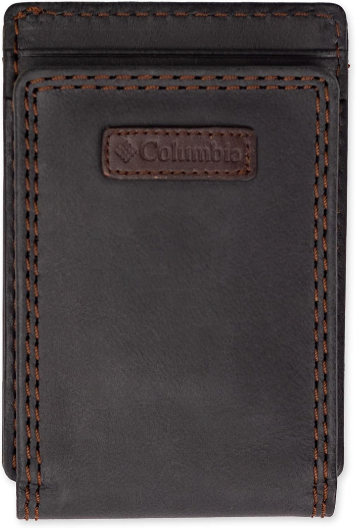 Columbia Billetera de cuero para hombre con bolsillo frontal y tarj...