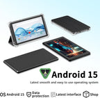 IWEGGO Tablet Android 14 con funda, 7 pulgadas 8 GB RAM+32 GB ROM/1 TB computadora, Negro