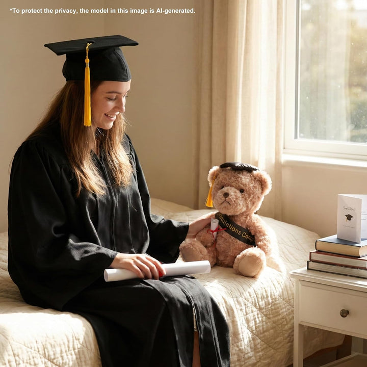 WEIGEDU Oso de peluche de regalo de graduación con gorra, banda y d...